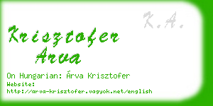 krisztofer arva business card