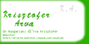 krisztofer arva business card